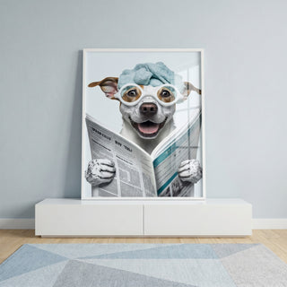 Quadro Decorativo Cão Leitor - Humor e Estilo para Seu Lar em ambiente decorado - quadros decorativos para sala