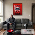 Quadro Decorativo Carro Ferrari F8 - Elegância e Estilo para sua Casa em sala de estar moderna - quadros decorativos para sala