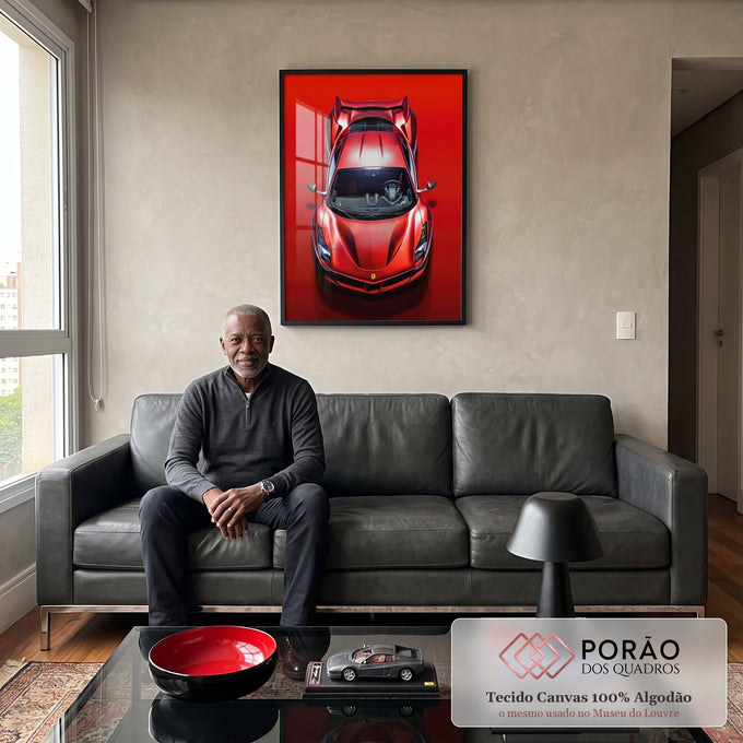 Quadro Decorativo Carro Ferrari F8 - Elegância e Estilo para sua Casa em sala de estar moderna - quadros decorativos para sala
