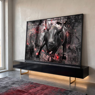 Quadro Decorativo: Touro Majestoso - Símbolo de Poder em ambiente decorado - quadros decorativos para sala