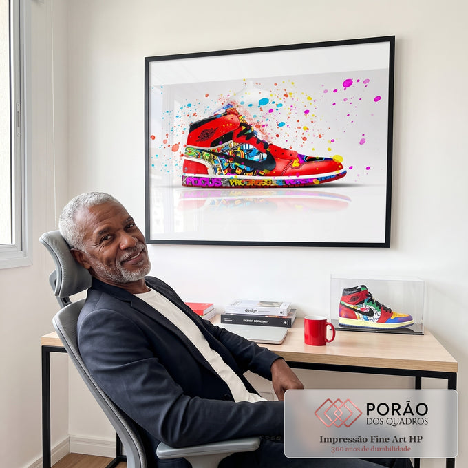 Quadro Decorativo Sneaker Estilizado: Toque Urbano Único em escritorio moderno - quadros decorativos para sala