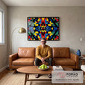 Quadro Decorativo Abstrato em Formas em sala de estar moderna - quadros decorativos para sala