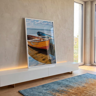 Quadro Decorativo Harmonia de Cores Náuticas em ambiente decorado - quadros decorativos para sala