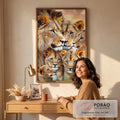 Quadro Decorativo Elegante com Família de Leão - 4 Filhotes em Canvas Premium em escritorio moderno - quadros decorativos para sala