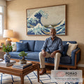 Quadro Decorativo: A Grande Onda - Toque de Exclusividade em sala de estar moderna - quadros decorativos para sala