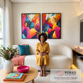 Quadro Decorativo Abstrato Vibrante: Paisagens que Encantam em sala de estar moderna - quadros decorativos para sala