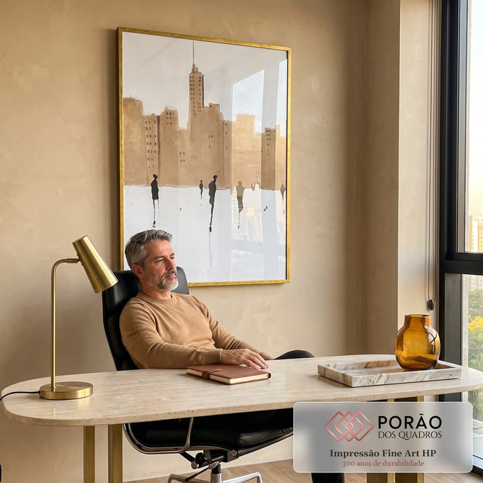 Quadro Decorativo Encanto Invernal na Cidade: Beleza Única em escritorio moderno - quadros decorativos para sala