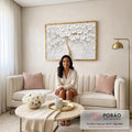 Quadro Decorativo: Árvore Branca & Dourada - Exclusividade em sala de estar moderna - quadros decorativos para sala