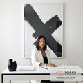 Quadro Decorativo Pincelada em Preto e Branco em escritorio moderno - quadros decorativos para sala