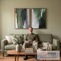 Quadro Decorativo Abstração Verde: Modernidade e Paz em sala de estar moderna - quadros decorativos para sala