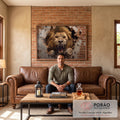 Quadro Decorativo Leão Quebrando a Parede - Inspiração e Força em sala de estar moderna - quadros decorativos para sala