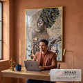 Quadro Decorativo Elegância Africana: Beleza Única em escritorio moderno - quadros decorativos para sala