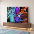 Quadro Decorativo Dança das Cores: Octopus & Abstração em ambiente decorado - quadros decorativos para sala