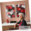 Quadro Decorativo Elegância Botânica em Vermelho e Branco em escritorio moderno - quadros decorativos para sala