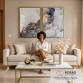 Quadro Decorativo Mármore de Luxo: Elegância Atemporal em sala de estar moderna - quadros decorativos para sala