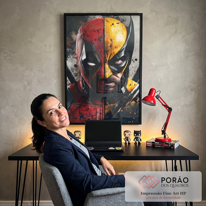 Quadro Decorativo Dualidade Heroica Energia e Fúria em Contraste em escritorio moderno - quadros decorativos para sala