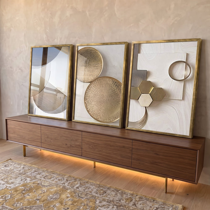 Quadro Decorativo Geometria da Arte Sofisticada: Inspire-se em ambiente decorado - quadros decorativos para sala