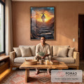 Quadro Decorativo O caminho para Cristo em sala de estar moderna - quadros decorativos para sala