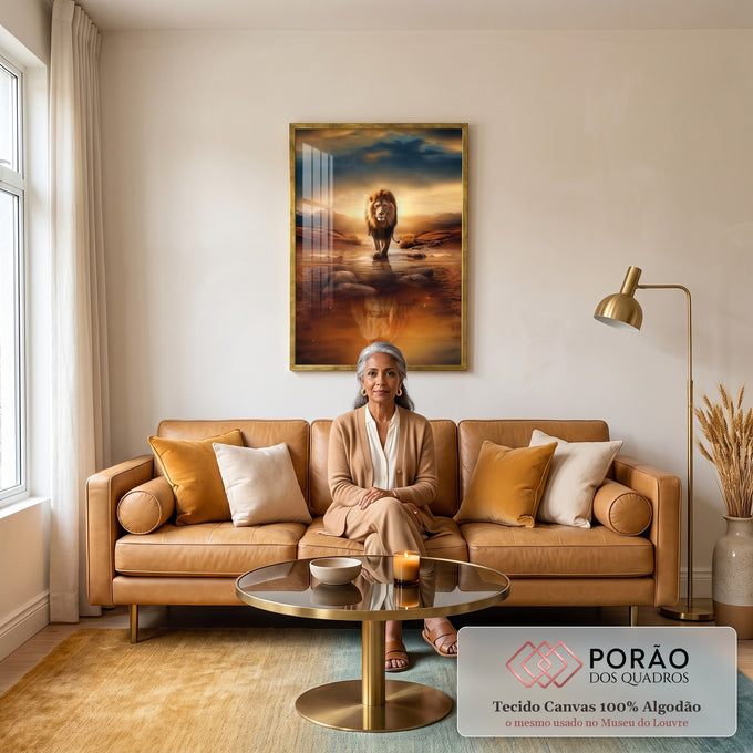 Quadro Decorativo Leão e Jesus - Sofisticação e Inspiração para Sua Decoração em sala de estar moderna - quadros decorativos para sala