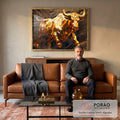Quadro Decorativo Touro de Wall Street Dourado - Elegância e Prosperidade para Sua Decoração em sala de estar moderna - quadros decorativos para sala