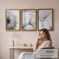 Quadro Decorativo: Delicado Dente de Leão em P&B em escritorio moderno - quadros decorativos para sala