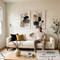 Quadro Decorativo Abstrato Dual Elegante em sala de estar moderna - quadros decorativos para sala