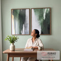Quadro Decorativo Abstração Verde: Modernidade e Paz em escritorio moderno - quadros decorativos para sala