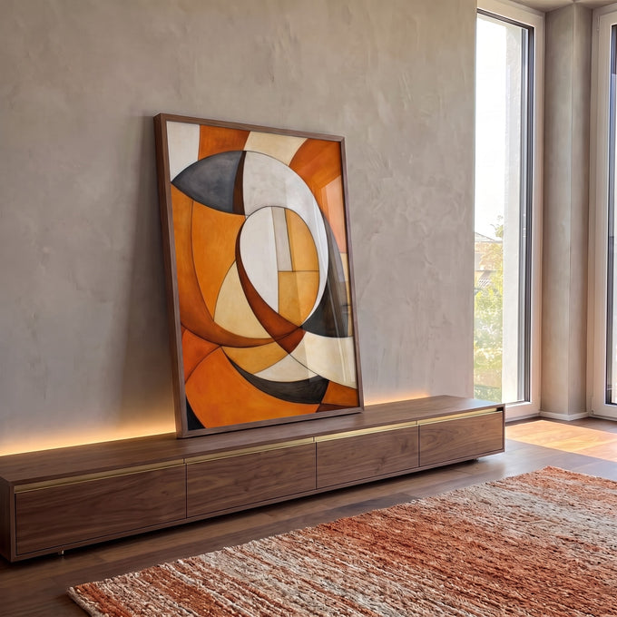 Quadro Decorativo Espirais Quentes para um Lar Aconchegante em ambiente decorado - quadros decorativos para sala