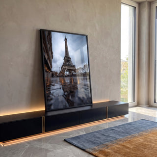 Quadro Decorativo Torre Eiffel Nostálgica em ambiente decorado - quadros decorativos para sala