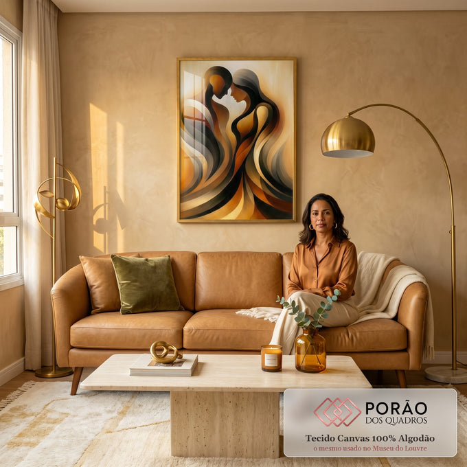 Quadro Decorativo Conexão Abstrata em Cores em sala de estar moderna - quadros decorativos para sala