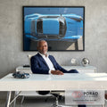 Quadro Decorativo Carro Esportivo em Azul Vibrante - Elegância e Velocidade em escritorio moderno - quadros decorativos para sala