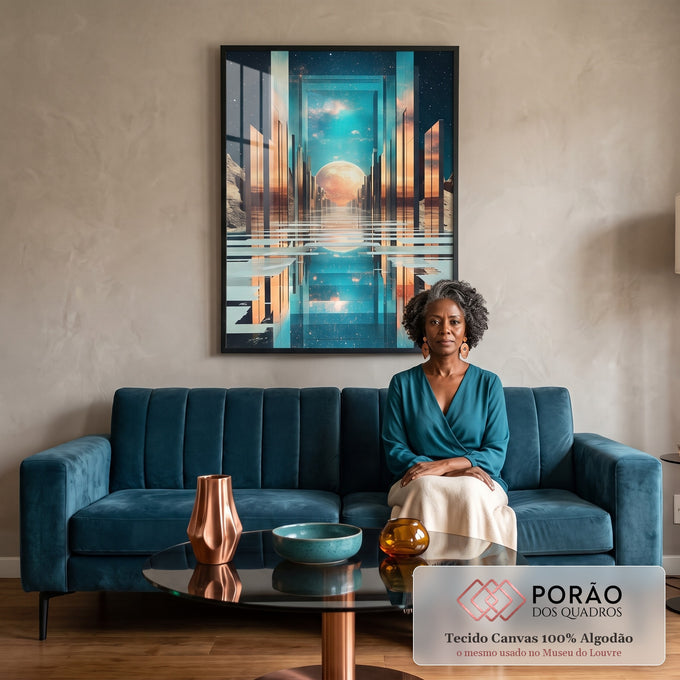 Quadro Decorativo Portais Cósmicos em sala de estar moderna - quadros decorativos para sala