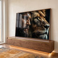 Quadro Decorativo A Serenidade de Jesus e a Ferocidade do Leão de Judá em ambiente decorado - quadros decorativos para sala