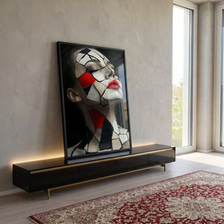 Mosaico da Alma: Quadro Feminino em Fragmentos em ambiente decorado - quadros decorativos para sala