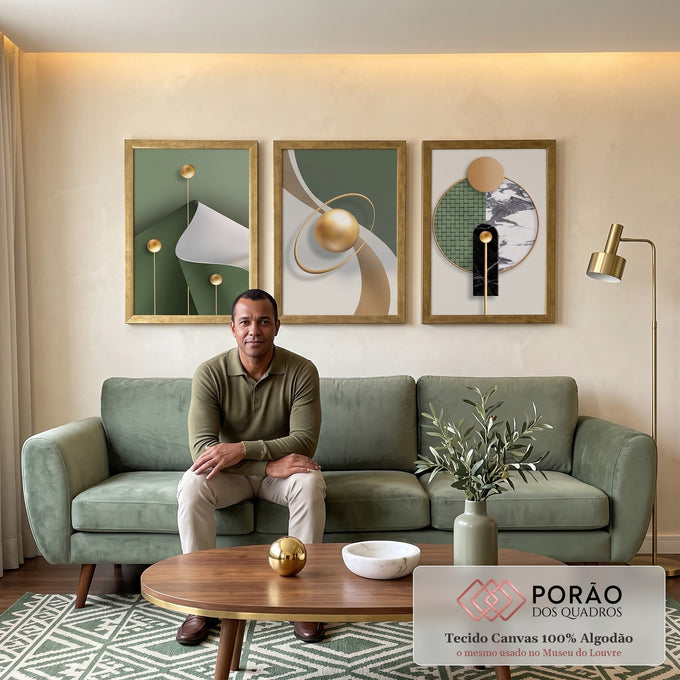 Quadro Decorativo: Harmonia Moderna em Cores Vibrantes em sala de estar moderna - quadros decorativos para sala