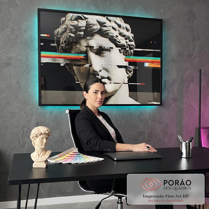 Quadro Decorativo - Escultura Clássica em escritorio moderno - quadros decorativos para sala
