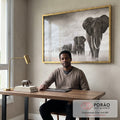 Quadro Decorativo Majestosos Elefantes em Marcha em escritorio moderno - quadros decorativos para sala