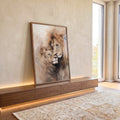 Quadro Decorativo Leões em Harmonia - Arte para Sala e Quarto em ambiente decorado - quadros decorativos para sala