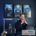 Quadro Decorativo Motivacional Foco, Disciplina e Execução - Azul Vibrante em escritorio moderno - quadros decorativos para sala
