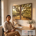 Quadro Decorativo Refúgio Florestal - Luz e Verde que Encantam em escritorio moderno - quadros decorativos para sala