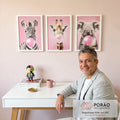 Quadro Decorativo Animais bolha de chiclete em escritorio moderno - quadros decorativos para sala