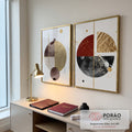 Quadro Decorativo Círculos Dourados: Uma Obra de Luxo em escritorio moderno - quadros decorativos para sala