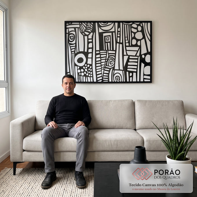 Quadro Decorativo Abstrato Desleixado Arte Única em sala de estar moderna - quadros decorativos para sala