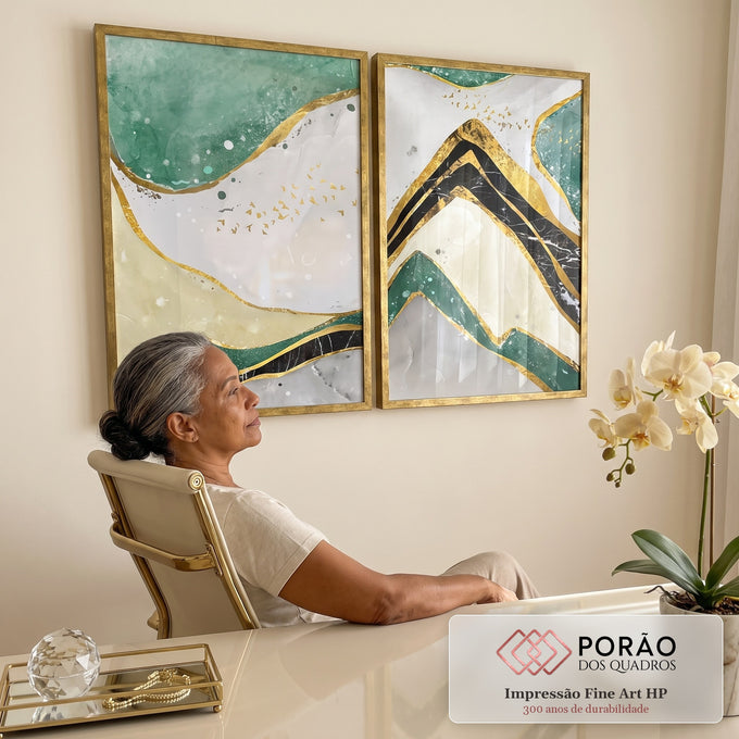 Quadro Decorativo Harmonia Verdejante: Magia Abstrata em escritorio moderno - quadros decorativos para sala