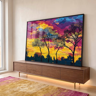 Quadro Decorativo Pôr do Sol Encantado em ambiente decorado - quadros decorativos para sala