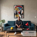 Quadro Decorativo Fones Urbanos Vibrantes em sala de estar moderna - quadros decorativos para sala