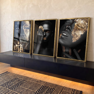 Quadro Decorativo: Beleza Dourada - Luxo e Sofisticação em ambiente decorado - quadros decorativos para sala