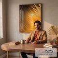 Quadro Decorativo Pôr do Sol Tropical em escritorio moderno - quadros decorativos para sala
