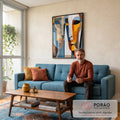 Quadro Decorativo Conexão Geométrica em sala de estar moderna - quadros decorativos para sala