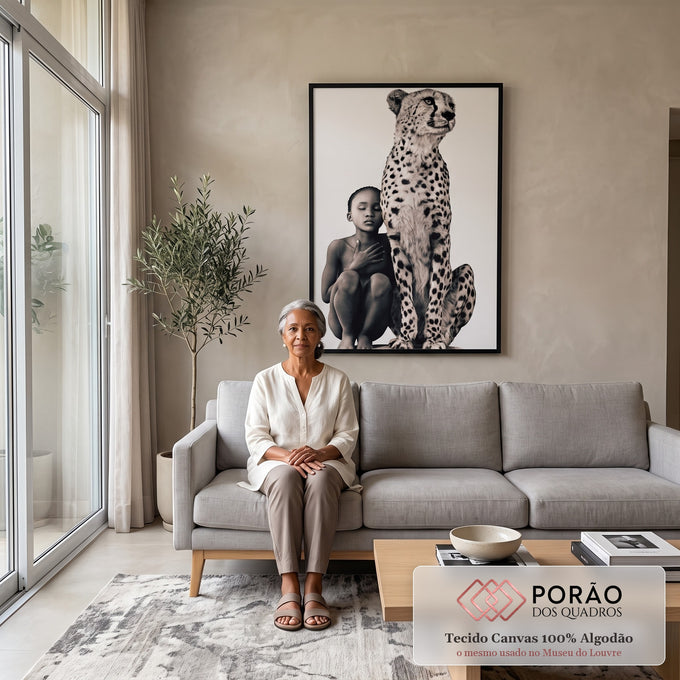 Quadro Decorativo Elegância Moderna: União Inocente em sala de estar moderna - quadros decorativos para sala